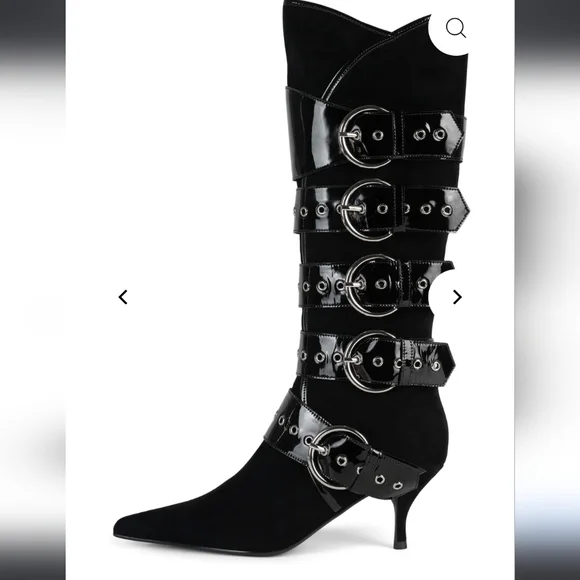 Jeffert Campbell Seatbelt Suede Patent Leather Boots Buckle Designer #61 - Picture 2 of 15